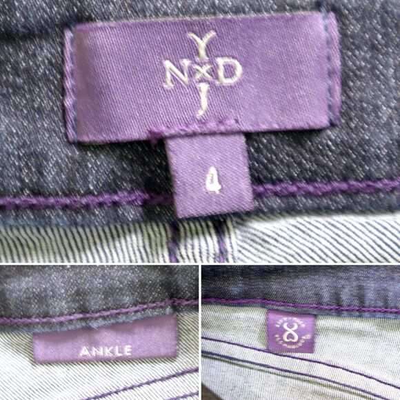 NYDJ Size 4 Ankle Skinny Jeans Dark Blue Wash Stretch Denim - Picture 8 of 9